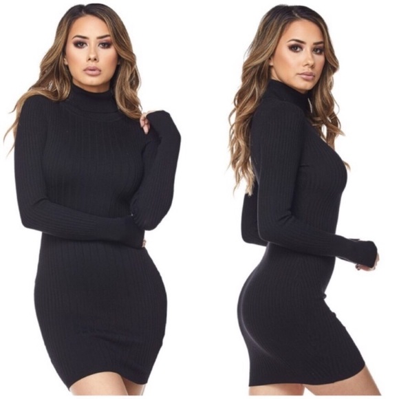 Long Sleeve Turtleneck Sweater Dress - Picture 3 of 3